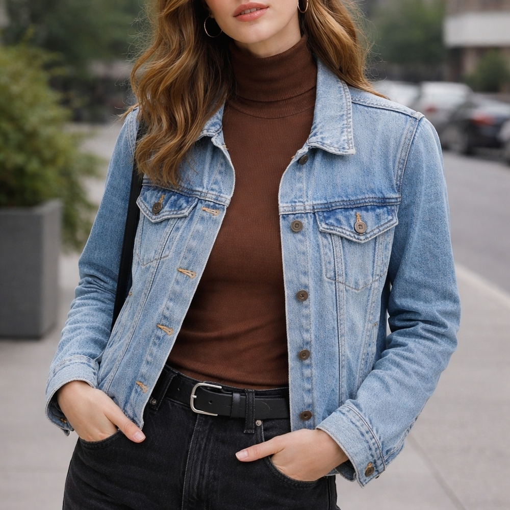 Pull&Bear Cropped Denim Jacket – Light Wash